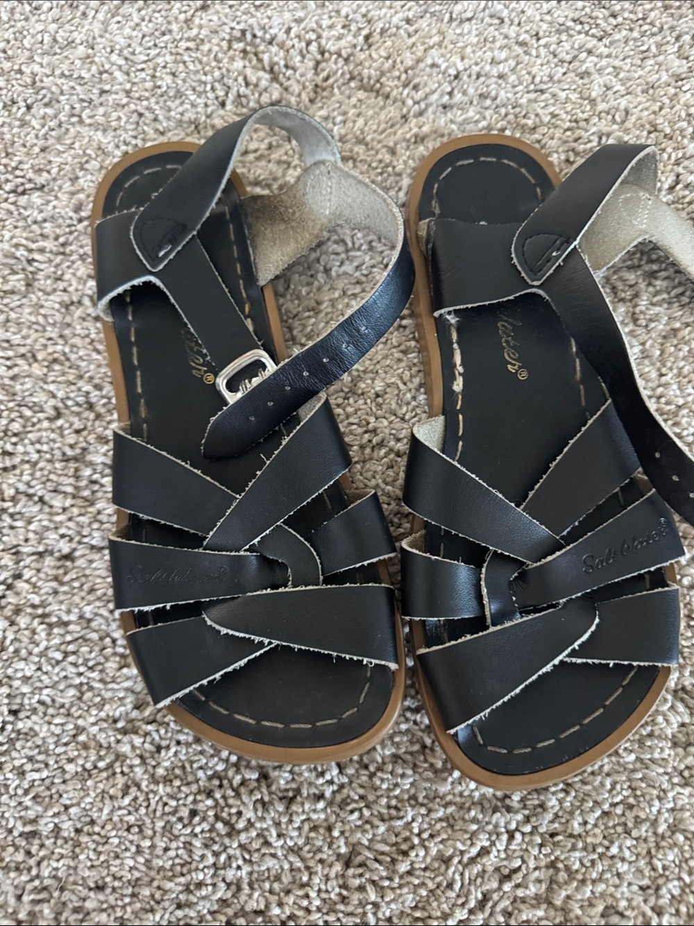 Salt Water Sandals by Hoy Black Kids Strappy Leather Sandals